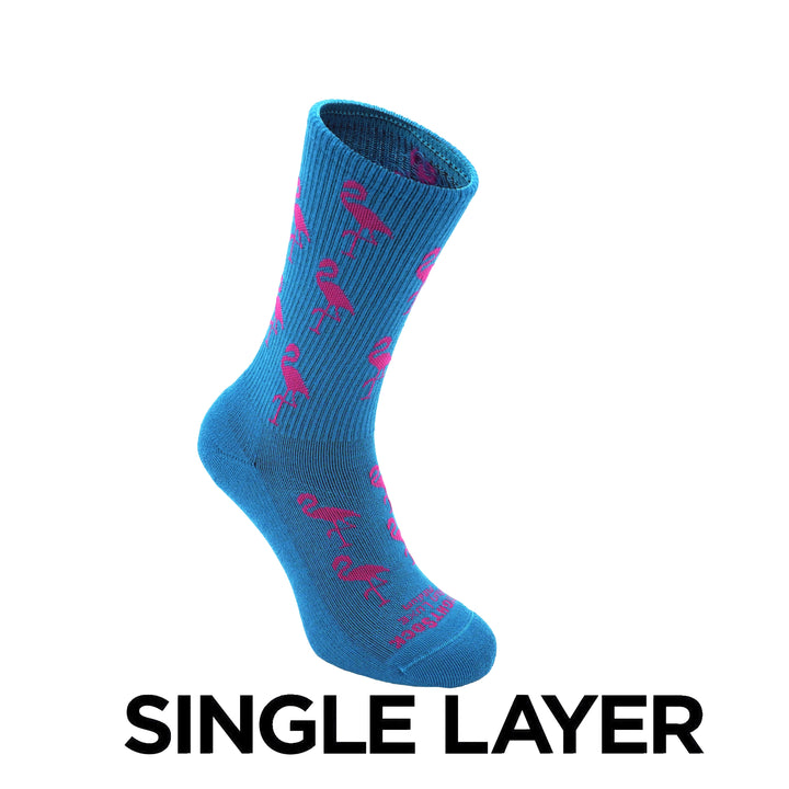 Run Luxe Single Layer Flamingo Crew Wrightsock