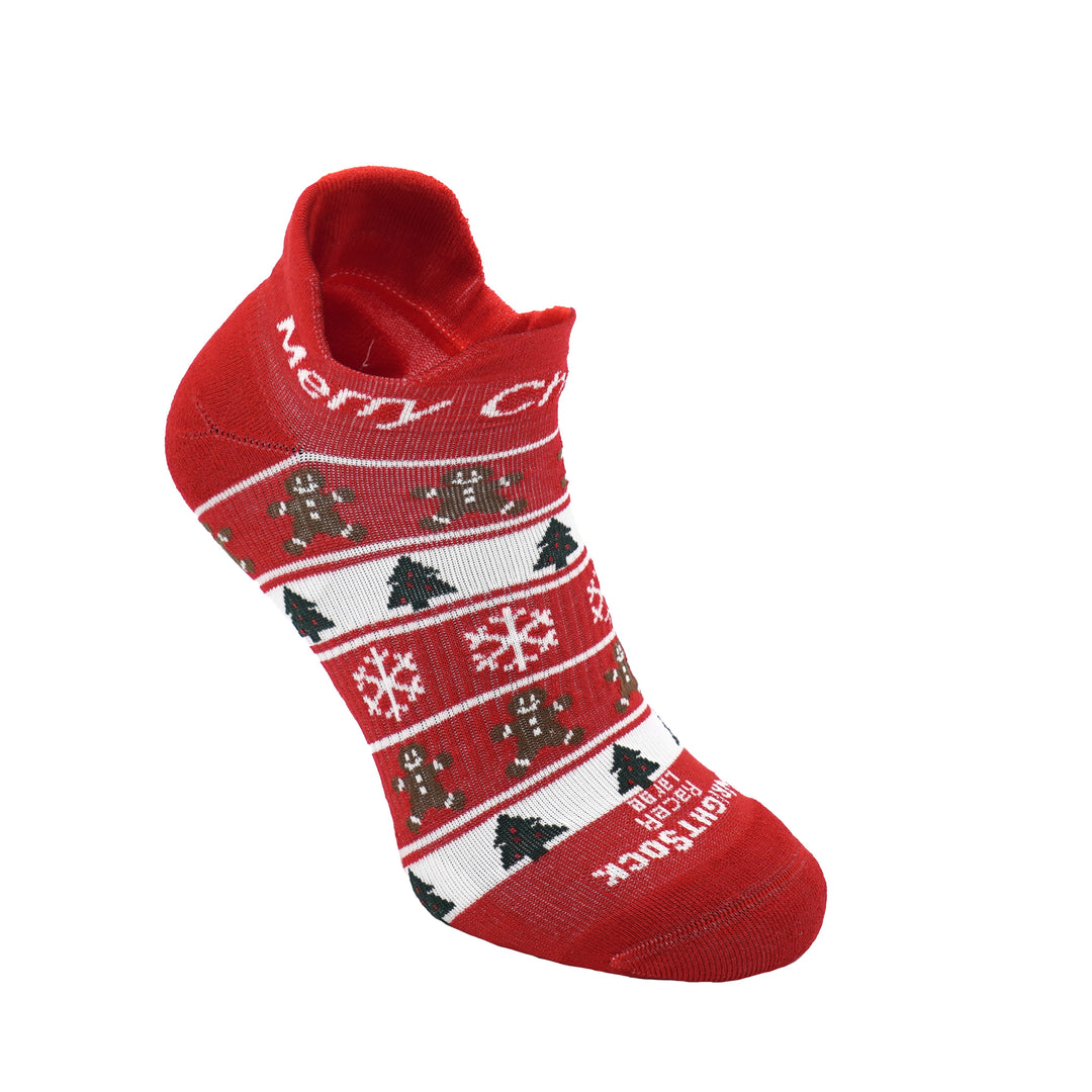 Racer, Red Christmas Stripes, Double Tab socks