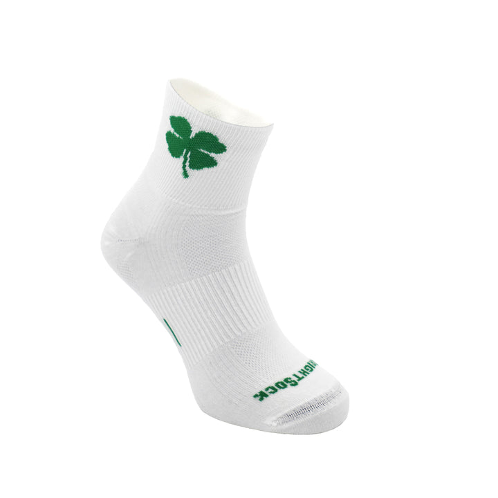 Explore, Double Layer, Quarter, White Shamrock socks.